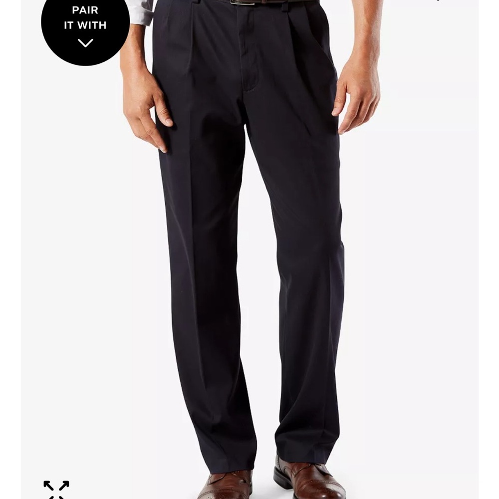 New Dockers Superior Trouser Big And Tall Pleated Size 50 X 32 Navy Blue Career